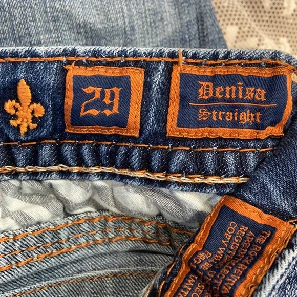 Rock Revival DENISA Straight Leg Denim Jeans SZ 29 NEW THICK WHITE STITCHING